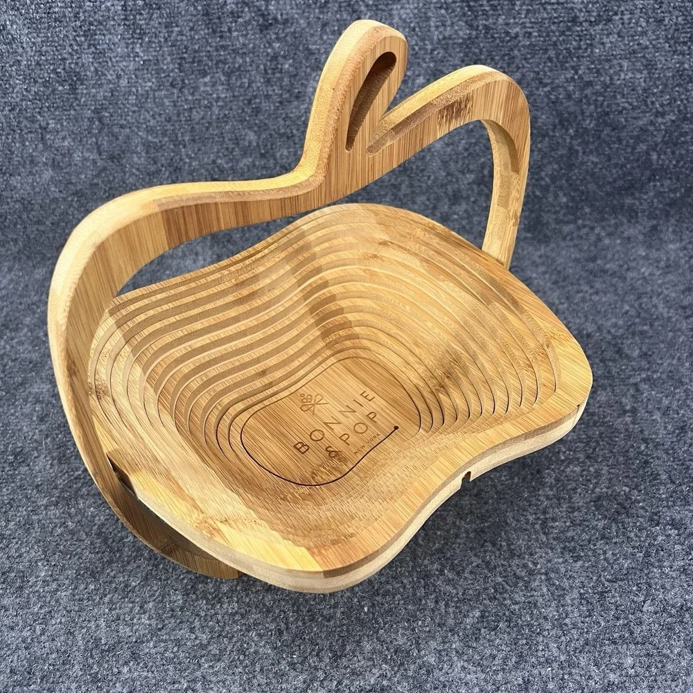 Bonnie & Pop NY Wooden Collapsible Apple Fruit Basket Trivet 11.75